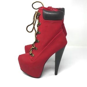 Qupid Lace Up Platform Boots